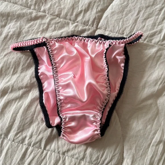 (FLAWED) Classic Satin Pink Pandora Bikini Cut Panties - Picture 3 of 6